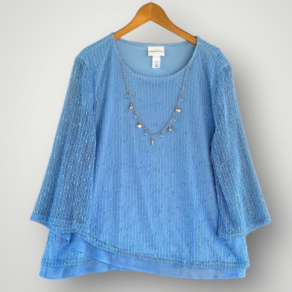 🎉5 for $45🎉 Alfred Dunner top blouse shirt size XL blue